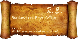 Raskovics Erzsébet névjegykártya